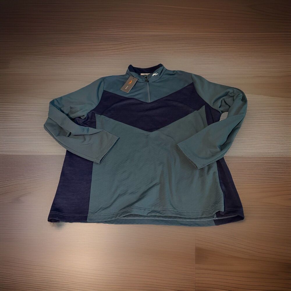 NWT KJUS Damon Midlayer Half-Zip Men’s 3XL 58 Blue Polyester Wool Golf Pullover
